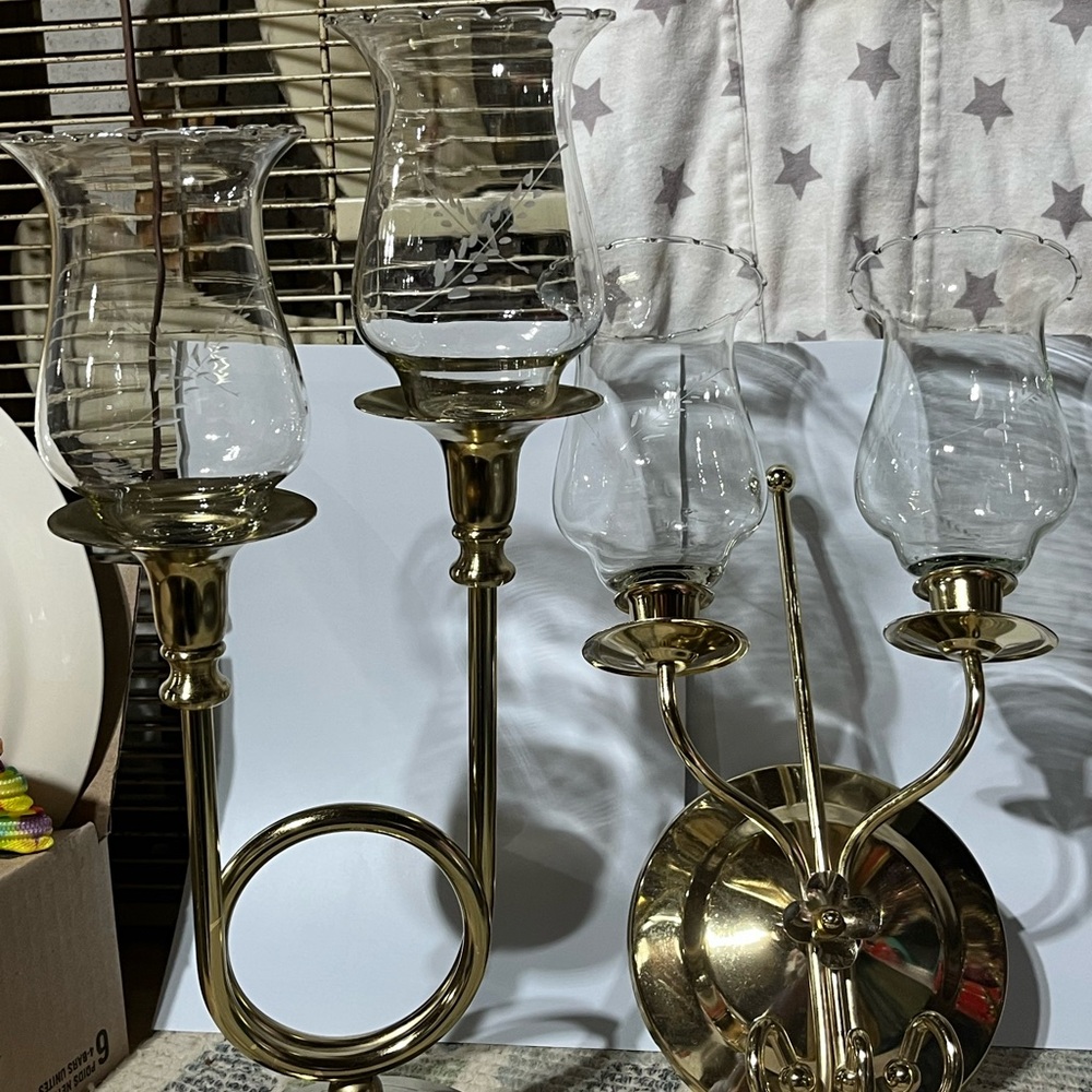 Elegant Gold Wall Sconce Candle Holder and Table Top One. Home Interior Brand